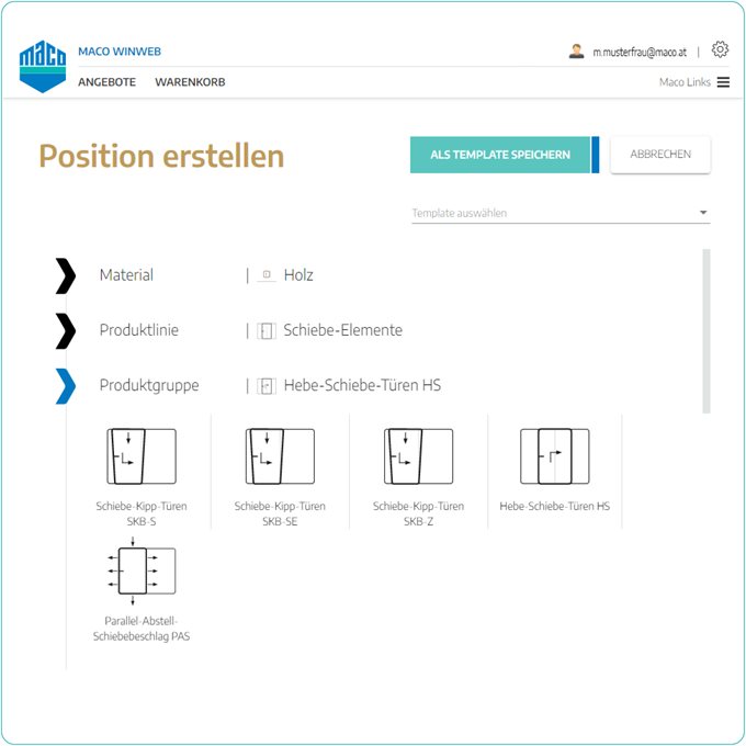 Geführte Beschlagskonfiguration