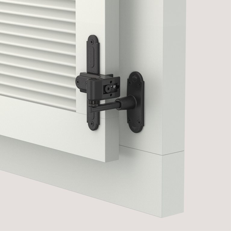 Shutter hardware for weather and privacy protection